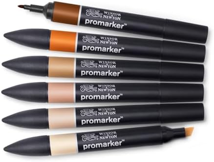 Winsor & Newton ProMarker Set, 6 Count, Skin Tones Set 2