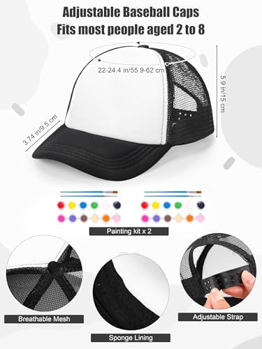 Aneco DIY Blank Trucker Hats Kit Adjustable Baseball Caps