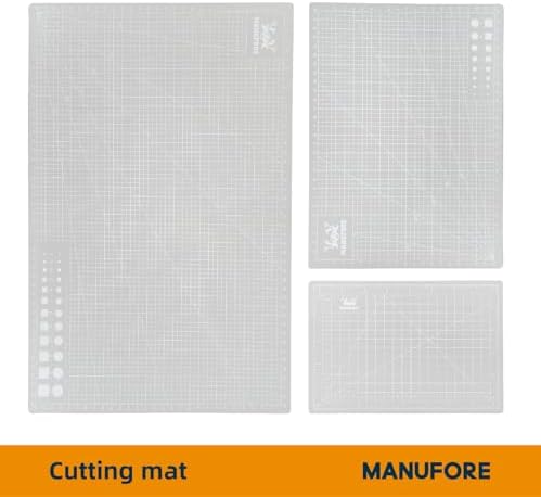 MANUFORE Gray Cutting Mat A3, A4, A5 Set with Centimeter and Inch Scale Self Healing Craft Cutting Board with 3mm 5-ply Thickness for Using Rotary Cutter, Craft Knife, Paper Knife