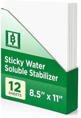 HBI Sticky Wash Away Printable Stabilizer Sheets, 8.5 x 11 in, 12 Pack