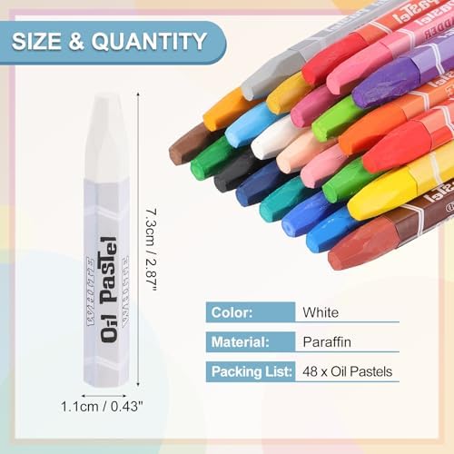 PATIKIL White Oil Pastels, 48Pcs Soft Oil Crayons Pastels Stick Vibrant and Creamy Art Supplies Bulk for Artists Beginners Art Painting Drawing Blending Graffiti Gallery