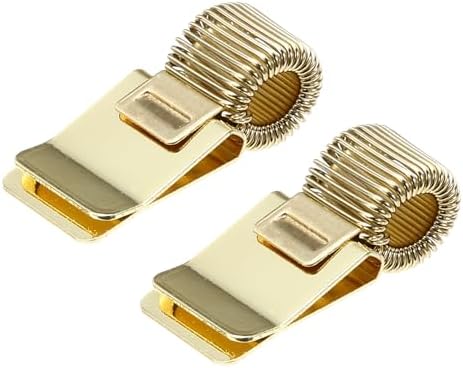 PATIKIL 2Pcs Metal Pen Clip Holder, Adjustable Loop Pen Pencil Organizer with Single Spring Loop for Notebook, Clipboard, Gold Tone