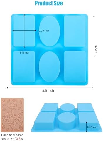 Silicone Soap Molds 2Pack, Rectangle Silicone Molds for Soap Making, Chocolate Jelly Pudding Mousse Cake Making