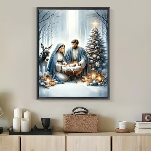 LKHMVCA Nativity Diamond Art Kits for Adults, 5D Diamond Painting Kits for Adults Beginners, DIY Full Round Drill Diamond Dot Painting Gem Art Kits for Adult, Home Wall Decor 11.8x15.7 Inch