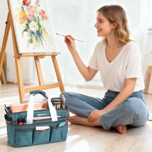 Nicpro Craft Art Bag, Art Tote Bag with Multiple Pockets for Supply Storage