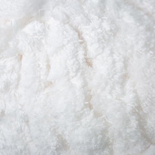 Loops & Threads Fluffy Chenille Yarn - Yarn for Knitting, Crochet, Weaving, and Arts & Crafts - White, Polyester, 10.58 oz