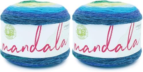 Lion Brand Yarn Mandala Yarn, Multicolor Acrylic Yarn for Knitting and Crocheting, 2-Pack, Kraken
