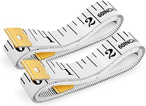 iBayam 2-Pack Soft Tape Measure 60" for Sewing, Body & Weight Loss, White