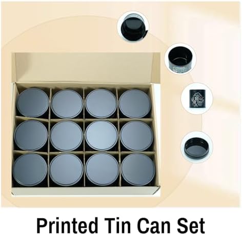 12 Pack 10 oz Candle Tins with Lids – Empty Candle cans for Candle Making, Black Decorative Candle Tins with Inspirational Quotes, Metal Candle Containers Making Supplies for Home DIY & Small Business