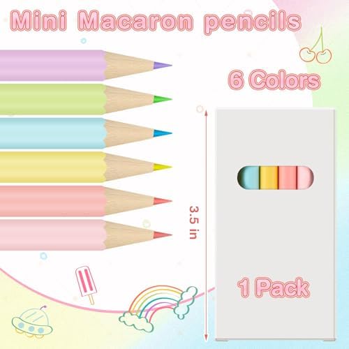 Ctosree 1 Pack Mini Colored Pencil Bulk 6 Per Box, Pastel, 3.5''