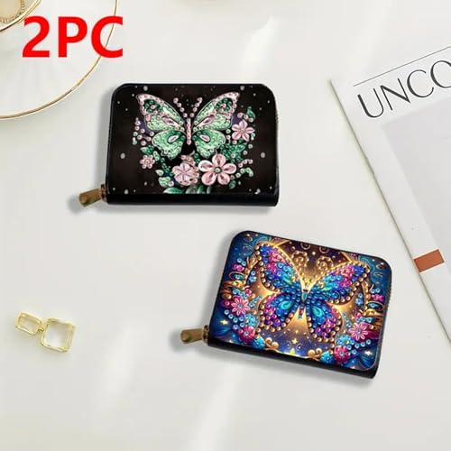DDGYP 2PCS Diamond Art PU Leather Credit Card Wallet Making Kit