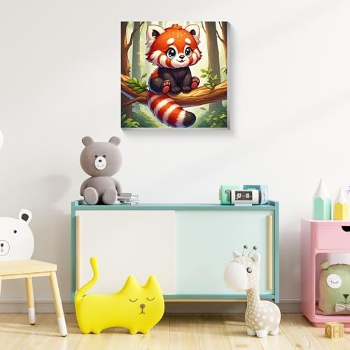 Reivworl Raccoon Paint by Numbers Kit for Kids with Frame 8×8 inch