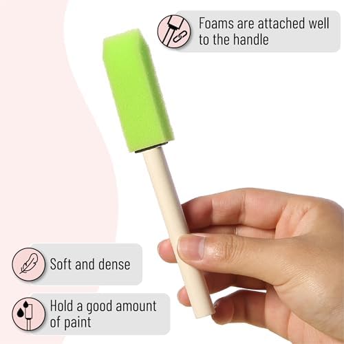 Bates- Foam Paint Brushes with Wood Handle, 1 Inch, 26 Pack, Green, Sponge Brushes for Painting, Sponge Paint Brush