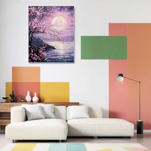 bleihum Paint by Numbers Kit for Adults Cherry Blossom 16x20inch