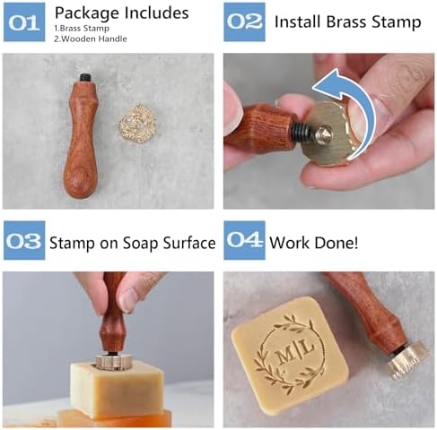 Terwex Custom Soap Stamp, Personalized Soap Stamp for Homemade Soap, Create Unique Branding Logo Design, Handmade Soap Imprint Signature Stamp, Customized Gift for Soap Crafter Maker, DIY Soap Tools