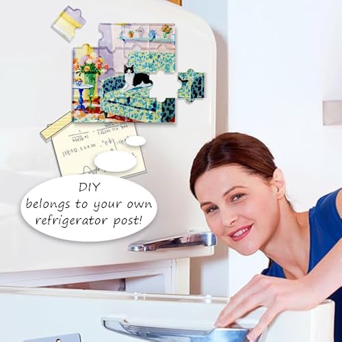 Ouliget DIY Fridge Magnet Craft Set,Blank Clear Acrylic Decorative Fridge Magnets with Adhesive Backing for Office Classroom Cabinets Kitchen,16 Sets, Jigsaw Shape