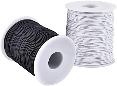 LUSTEMBER Elastic String for Bracelets, 2 Rolls 1 mm Sturdy Stretchy Elastic Cord for Jewelry Making, Necklaces, Beading