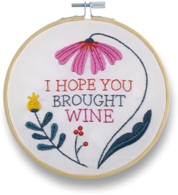 FUNATIC I Hope You Brought Wine Funny Embroidery Kit for Adults