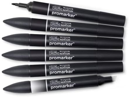 Winsor & Newton ProMarker Set, 6 Count, Blacks + Blender
