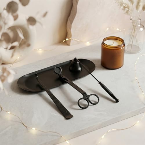 tifanso 4-in-1 Stainless Steel Candle Care Kit for Candle Lovers, Black