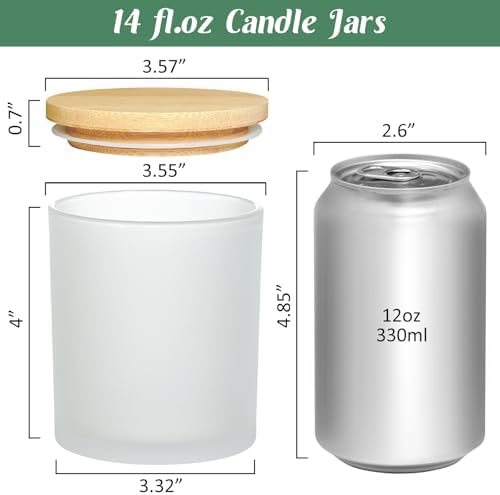 SUPMIND 12Pcs Empty Candle Jars, 14 fl.oz Frosted Glass Jars in Bulk