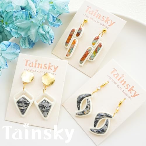 Tainsky 19 Shapes Embedded Polymer Clay Cutters - Gem Clay Jewelry Making Tools, Earring Cutters (B)