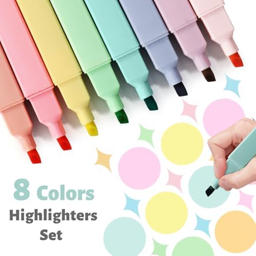 Bible Highlighters, Cute Pastel,No Bleed Bible Study Chisel Tip,8Pcs | Chisel Tip,Aesthetic,No Bleed,Dry Fast, Bible Study for Planner Notes School Supplies