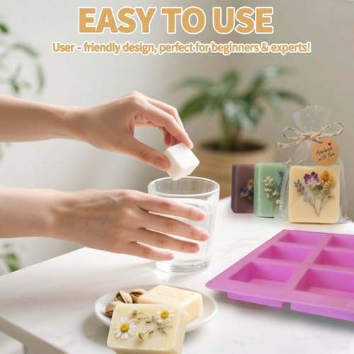 DIY Soap Making Kit, 148 Pieces with Pink Silicone Flower Molds, Handmade Gift Tags, Kraft Paper Bags, Thank You Stickers, Jute Twine for Professional Crafting