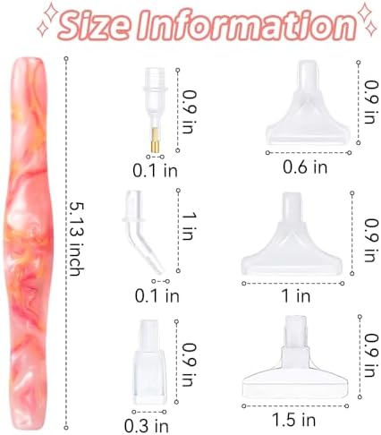 RaySoar Diamond Art Painting Drilling Dot Pen with Tips Nibs Placers Tool Accessories for Adults, Gem Rhinestone Picker Stylus Pink