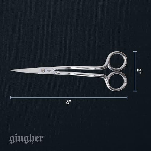 Gingher 6" Double-Curved Embroidery & Applique Scissors for Crafting