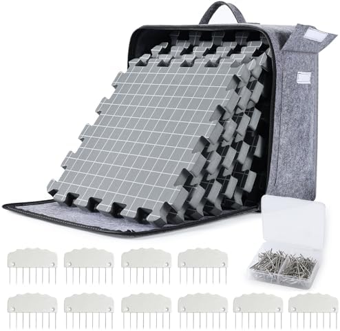 Yrangee Blocking Mats for Knitting-9 Pack Extra Thick,10 Blocking Combs