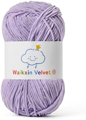 Fluffy Chenille Yarn for Crocheting，Baby Yarn for Crocheting Soft，50g/1.76oz Velvet Amigurumi Yarn ，Fingering Weight Yarns for Crocheting Baby Blankets、DIY Craft.(Light Purple)