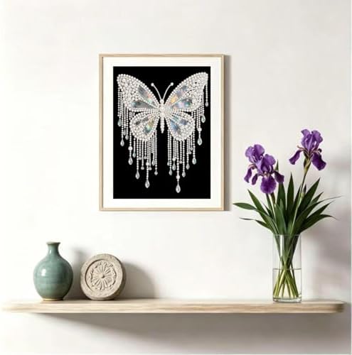 DIYBEADDOT DIY Butterfly Diamond Pearl Painting Kits for Adults,5D Diamond Art Pearl Painting Kits for Beginner, Crystal Rhinestones Diamond Painting for Home Wall Decoration Gift 12×16 inch