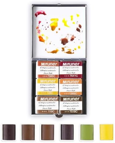 Mini Portable Handmade Artist Watercolor Paint,6 Colors Solid Watercolor