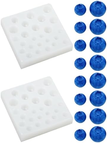 2Pcs Blueberry Silicone Mold – 25-Cavity Blueberries Silicone Fruit Mold for Chocolate, Fondant, Candle, Resin & Cake Decor, 3D Berry Baking Gum Sugar Cupcake Topper (Mixed Blueberry)