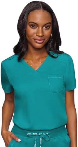 Med Couture Touch Women's Scrub Tops V-Neck Tuck-in Top with 1 Pocket