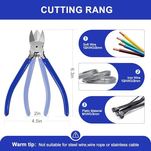 2 Pack Wire Cutters Set, 6"+5" Flush Cutters, Side Cutting Pliers