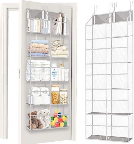Ofiray-home Over the Door Organizer 5 Tiers,Extra Large Behind Door Storage of 10 Compartments,50 lbs Weight Capacity Over the Door Storage, Clear Door Hanging Organizer for Closet, Diaper Organizer