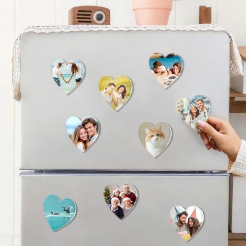 25 Pcs DIY Acrylic Fridge Magnet Kit Heart Fridge Magnet Craft Set with Adhesive Backing Make Your Own Magnet Kit for Photo Office Classroom Cabinets Kitchen 2 Inch DTBX- (Heart)