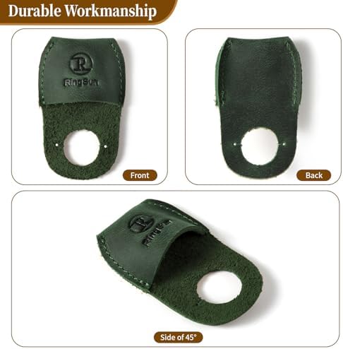 Ringsun Thumb Guard Wood Carving Tools, Leather Finger Protector, Handmade Carpenter Working Carving Kit Accessories Green