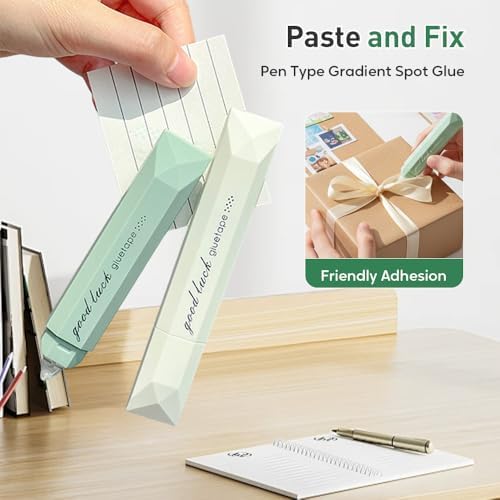Double Sided Tape Pens, Double Sided Tape Roller, D𝐨uble Si𝐝ed Glue Pen, Office Adhesive Tape for Scrapbooking, Gift Wrapping, Photo Mounting, School Office & Crafts (Green)