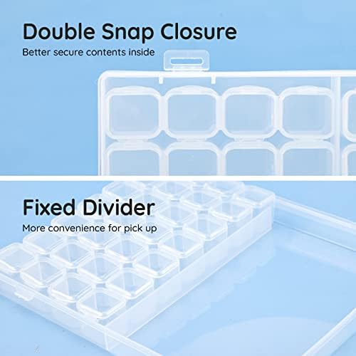 Segbeauty 56 Grids Clear Plastic Organizer Box, Gem Jewelry Storage Container with Dividers, Bead Organizer Earrings Storage Box Seeds Craft Organizers Screw Tool Boxes for Small Parts