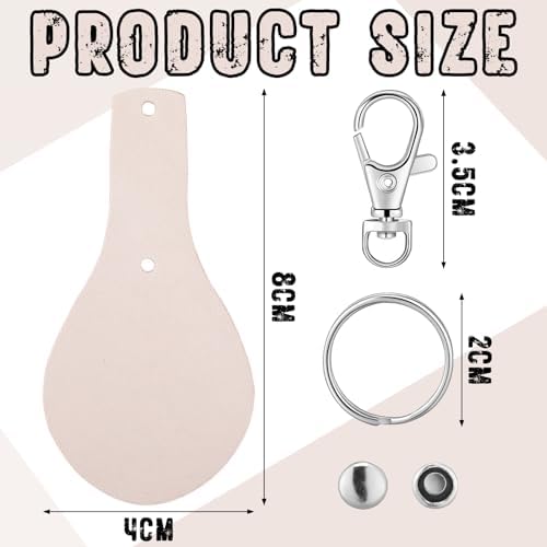Landical 20 Pcs Leather Keychain Blank Kit with Swivel Hooks,Round