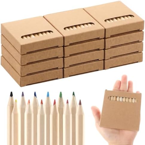 gisgfim 12 Packs Mini Colored Pencils Bulk for Kids 3.5'' Short Colored Pencil in Box Pre-sharpened Drawing Pencil 12 Color Mini Pencils for Student Teacher Classroom Easter Gift Painting Party Favor
