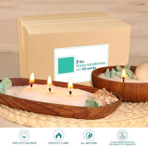 5LB Natural Pearled Candle Making Kit with 50 Cotton Wicks, Reusable and Refillable Pearled Candles for DIY Sand Candle Making