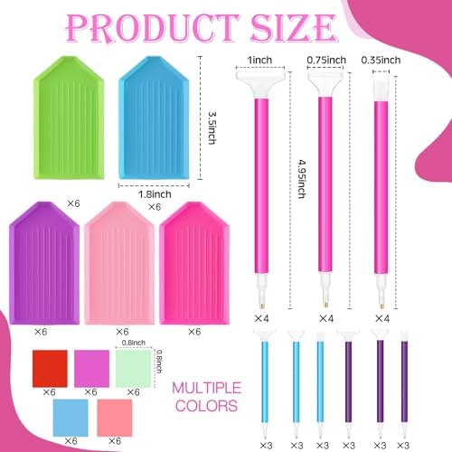 Affrolling 90 Pcs Diamond Art Tools, Drill Pens Trays Glue Clay