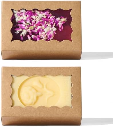 100PCS 3.5x2.36x1.2 inches Brown Soap Boxes with Window - Homemade Soap Packaging, Small Gift Boxes for Bakery, Macarons, Cookies, Candies & Party Favors