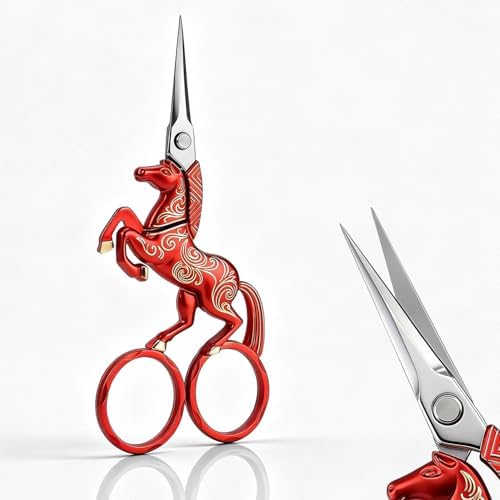 Vintage Unicorn Embroidery Scissors, Sharp Stainless Steel Precision Sewing Scissors, Small Craft Scissors for Embroidery, Thread Cutting, Fabric, Cross Stitch, Knitting, DIY Art