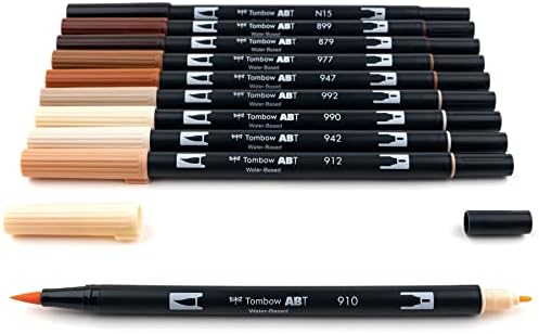 Tombow 56170 Dual Brush Pen Art Markers, Portrait, 10-Pack. Blendable, Brush and Fine Tip Markers