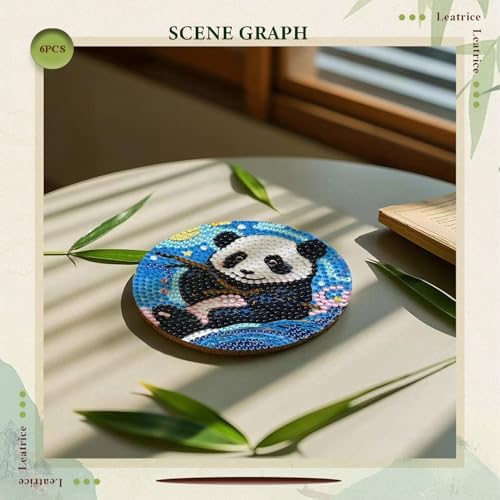 Leatrice 6PCS Diamond Art Coasters Small Diamond Painting Kits for Adults
